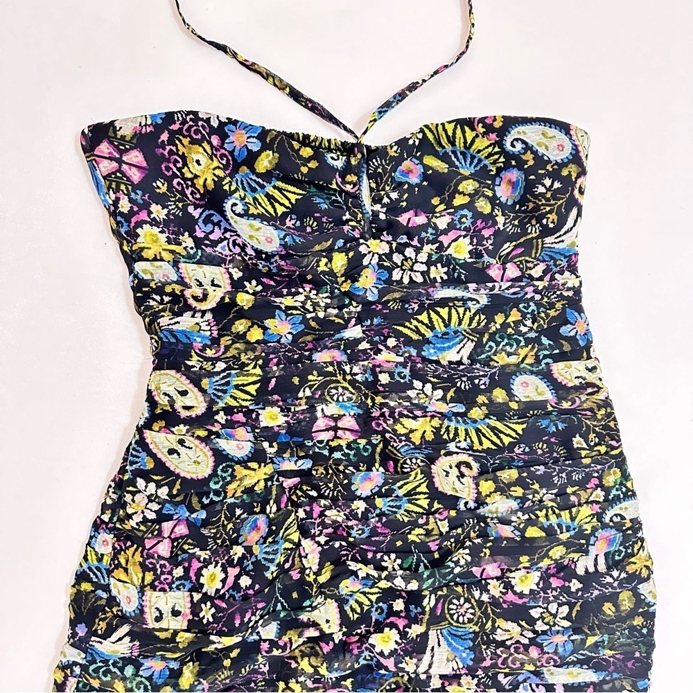 NEW NWT Zara Paisley Print Halter Mini Dress - Picture 3 of 6